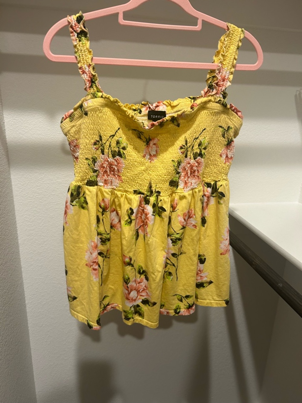torrid Yellow Floral Smocked shirt